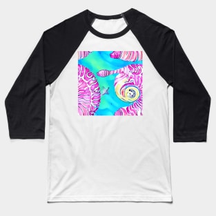 Pink seashells on turquoise Baseball T-Shirt